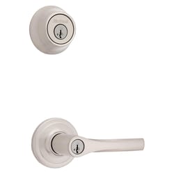 Kwikset Henley Satin Nickel Lever and Single Cylinder Deadbolt KW1 1-3/4 in.