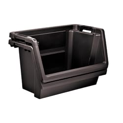 Starplast Black Storage Bin 14.4 in. H X 15.6 in. W X 28 in. D Stackable