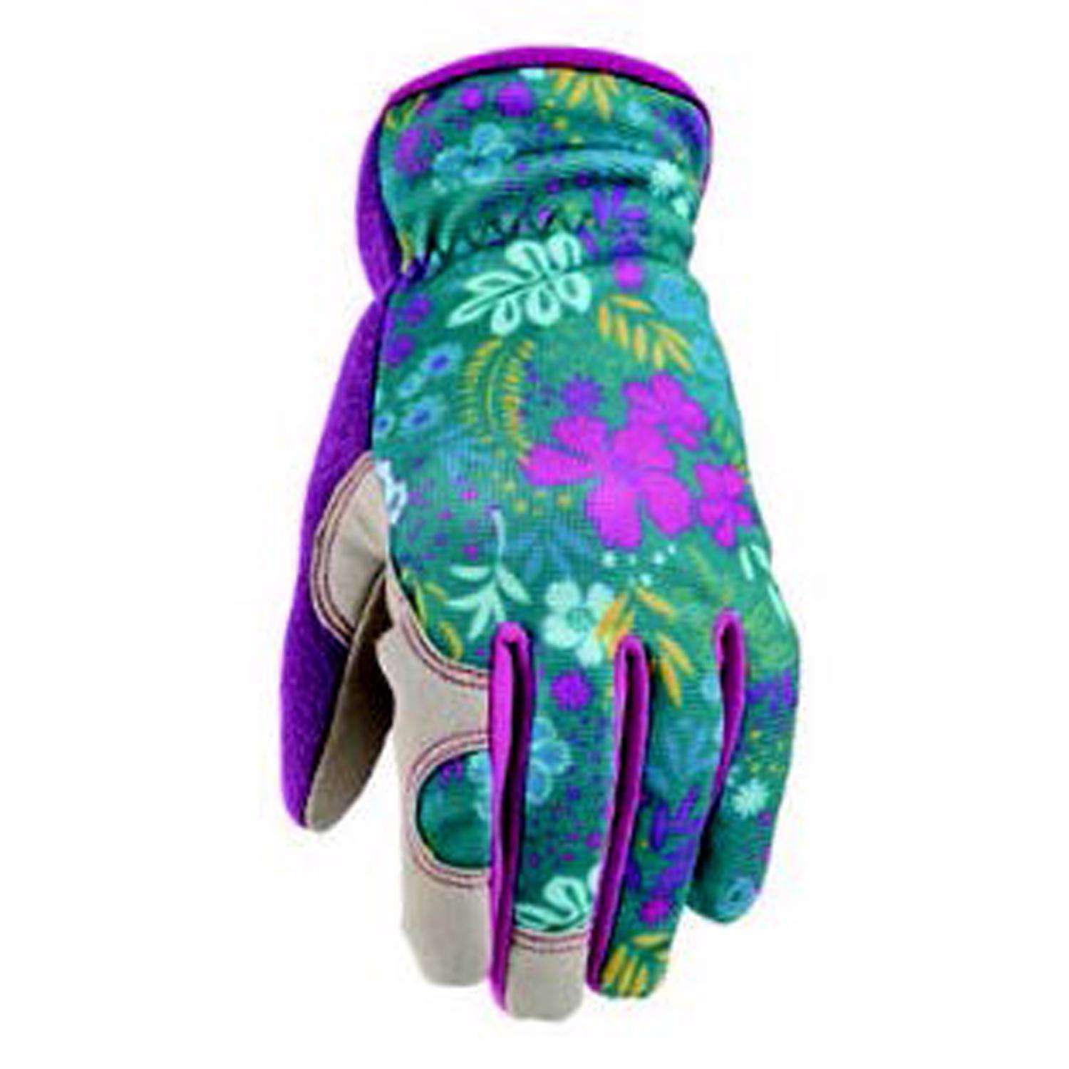 Wells Lamont Women's Indoor/Outdoor Botanical Work Gloves Multicolor L ...