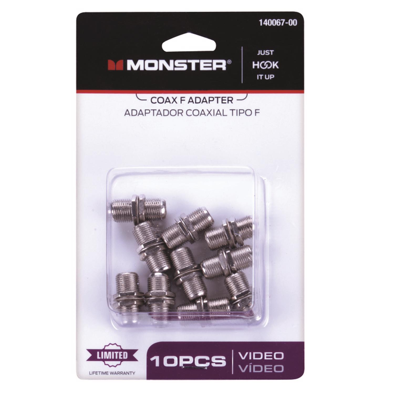 Monster Just Hook It Up Double Female Coax F Adapter 75 ohm