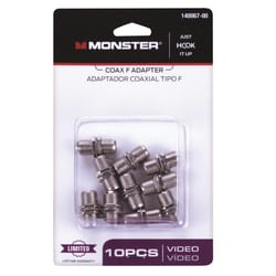 Monster Just Hook It Up Double Female Coax F Adapter 75 ohm 900 MHz 10 pk