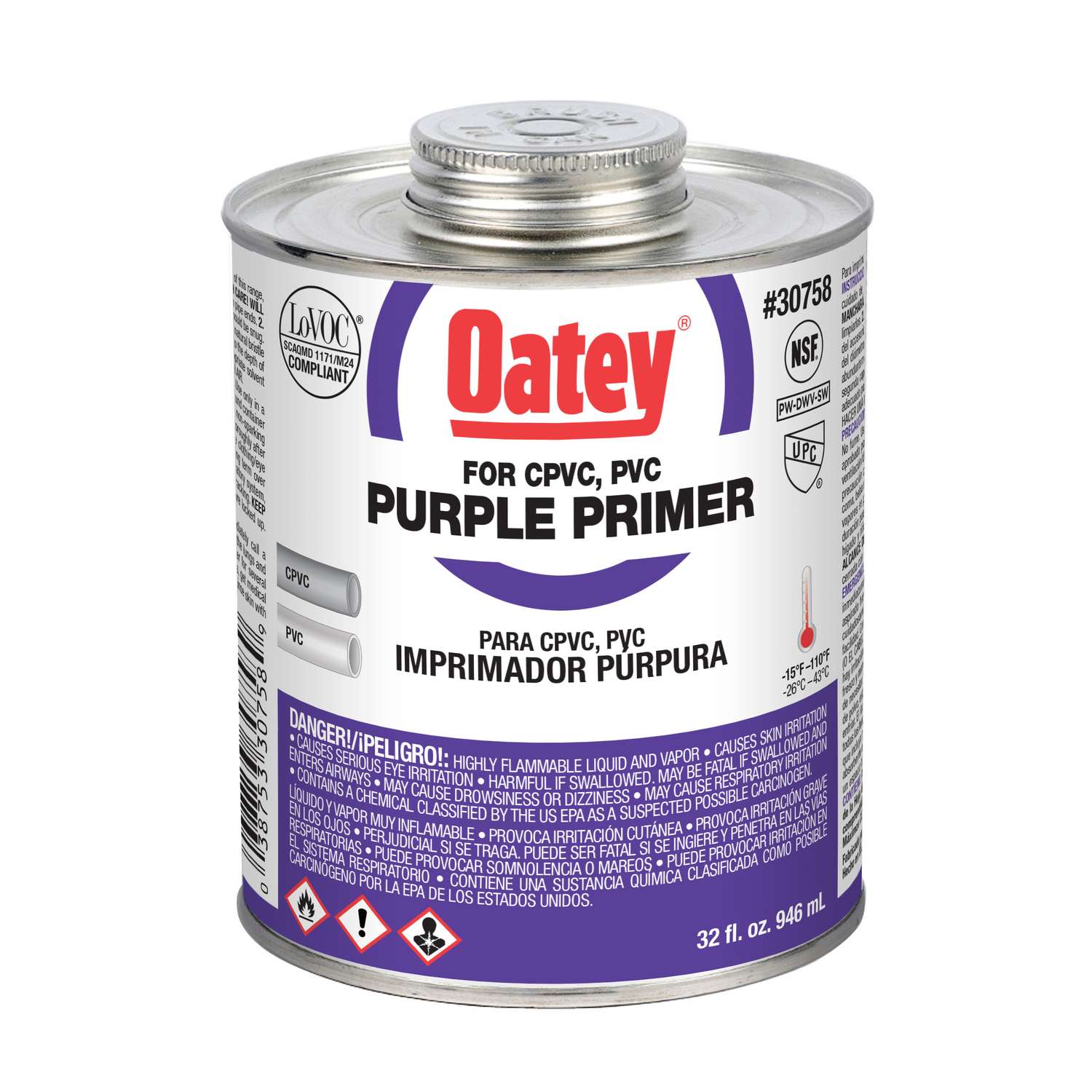 Oatey Purple Primer For CPVC/PVC 32 oz Ace Hardware