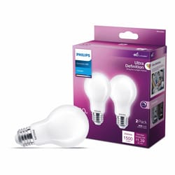 Philips A19 E26 (Medium) Filament LED Bulb Daylight 100 Watt Equivalence 2 pk