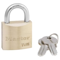 Master Lock 1-1/8 in. W Brass 4-Pin Tumbler Exterior Padlock