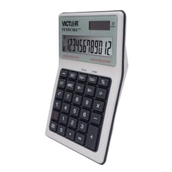 Victor Tuffcalc Silver 12 digit Solar Powered Deluxe Desktop Calculator