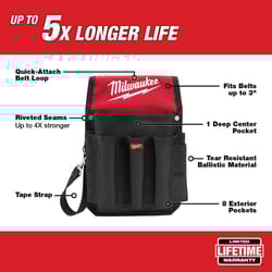 Milwaukee Ballistic Nylon Utility Pouch 9 pocket Black/Red 1 pc