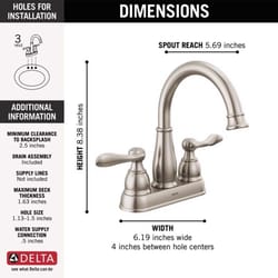 Delta Windemere Brushed Nickel Traditional Centerset Bathroom Sink Faucet 4 in.