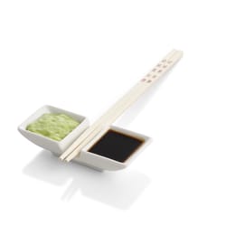 Helen's Asian Kitchen White Ceramic Sauce Dish with Chopstick Rest