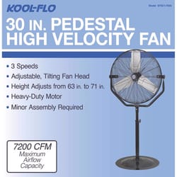 Kool-Flo 72 in. H X 30 in. D 3 speed Pedestal Fan