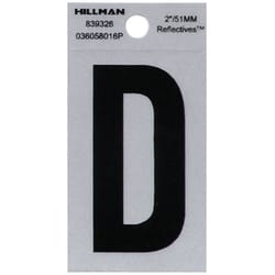 Hillman 2 in. Reflective Black Vinyl  Self-Adhesive Letter D 1 pc