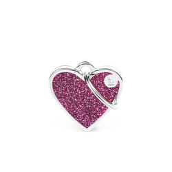 MyFamily Shine Pink Glitter Heart Metal Dog Pet Tags Small