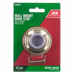 Ace 2-5/16 in. W Solid Brass w/Rubber Stop Bright Gold Wall Door Stop Mounts to door and wall 1/8 in