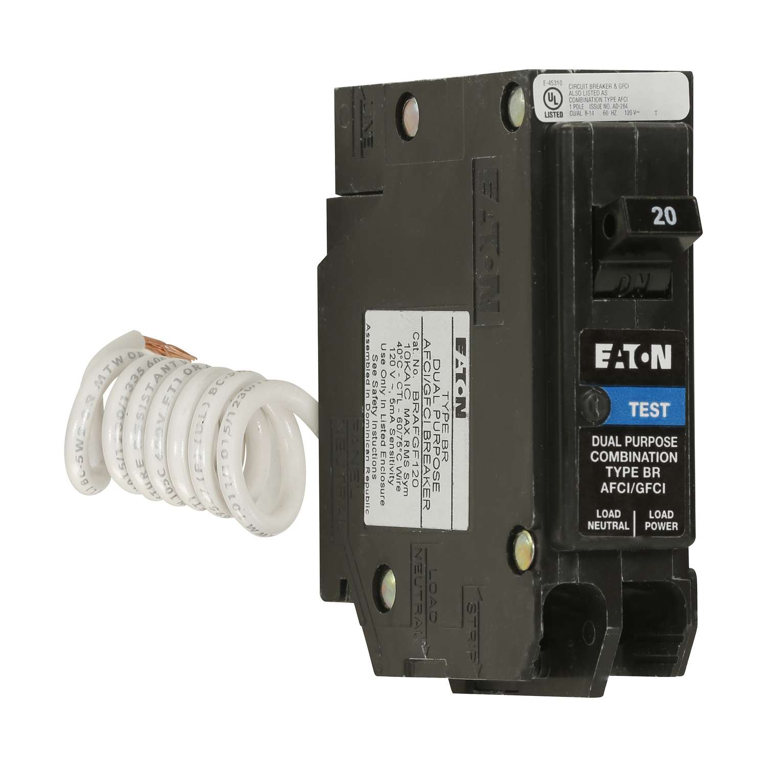 Eaton 20 amps Arc Fault/Ground Fault Single Pole Circuit Breaker w/Self