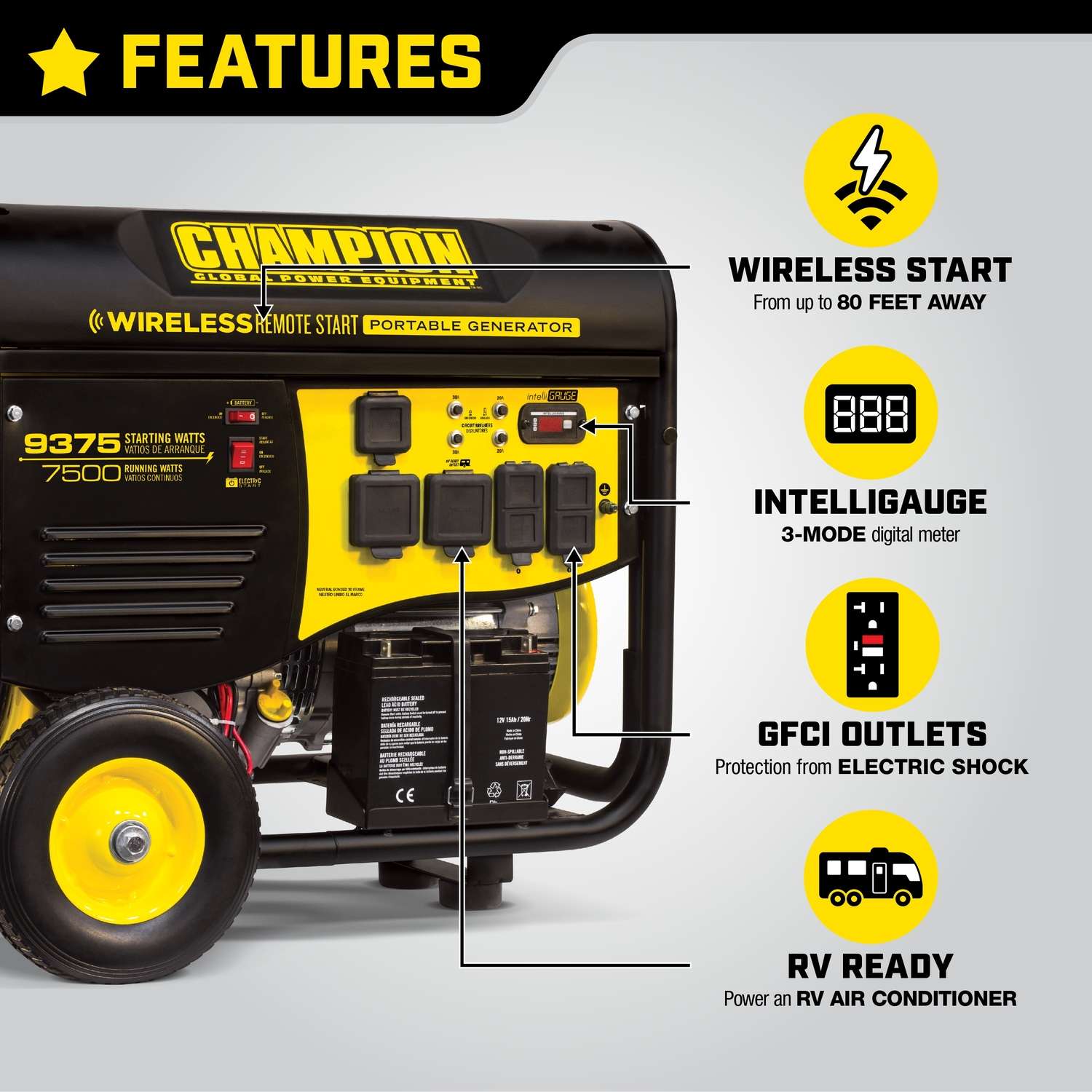 Champion 7500 W 240 V Gasoline Portable Generator - Ace Hardware