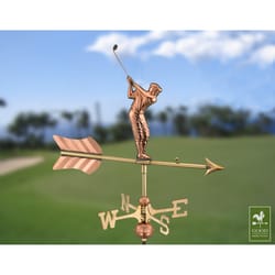 Good Directions Polished Brass/Copper 28 in. Golfer Weathervane For Garden Pole