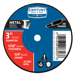 Century Drill & Tool 3 in. D X 1/4 in. Aluminum Oxide A36T Cutting/Grinding Wheel 1 pc