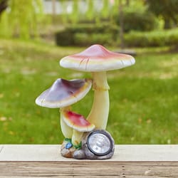 Glitzhome Fiberglass/MGO Multi-color 15.5 in. Mushrooms Garden Statue