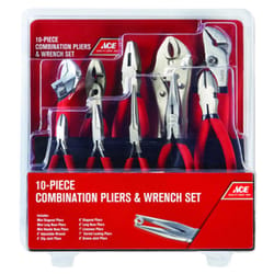 Ace 10 pc Carbon Steel Combination Pliers and Wrench Set