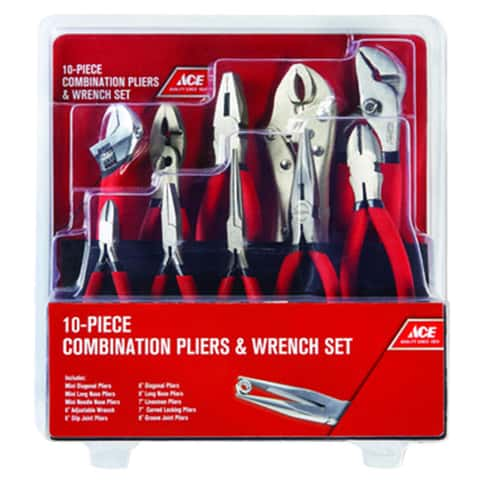 Ace 10 pc Carbon Steel Combination Pliers and Wrench Set - Ace