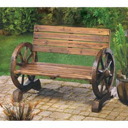 Summerfield Terrace Brown Wood Wagon Wheel Loveseat Bench