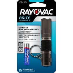 Rayovac Brite Essentials 19 lm Black/Gray LED Flashlight With Key Ring AA Battery