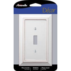 Amerelle Savannah White 1 gang Wood Toggle Wall Plate 1 pk