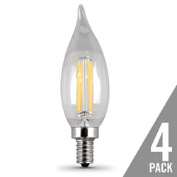 Feit Enhance CA10 (Flame Tip) E12 (Candelabra) Filament LED Bulb Soft White 40 Watt Equivalence 4 pk