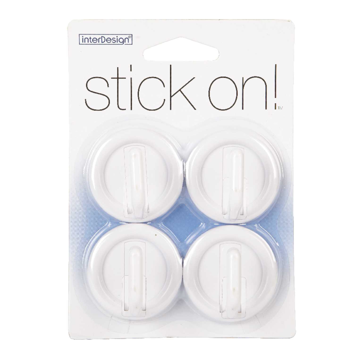 InterDesign 1 in. L White Plastic Small stick on! Hook 4 pk Ace Hardware
