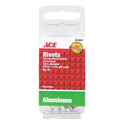 Ace 1/8 in. D X 1/4 in. Aluminum Rivets Silver 20 pk