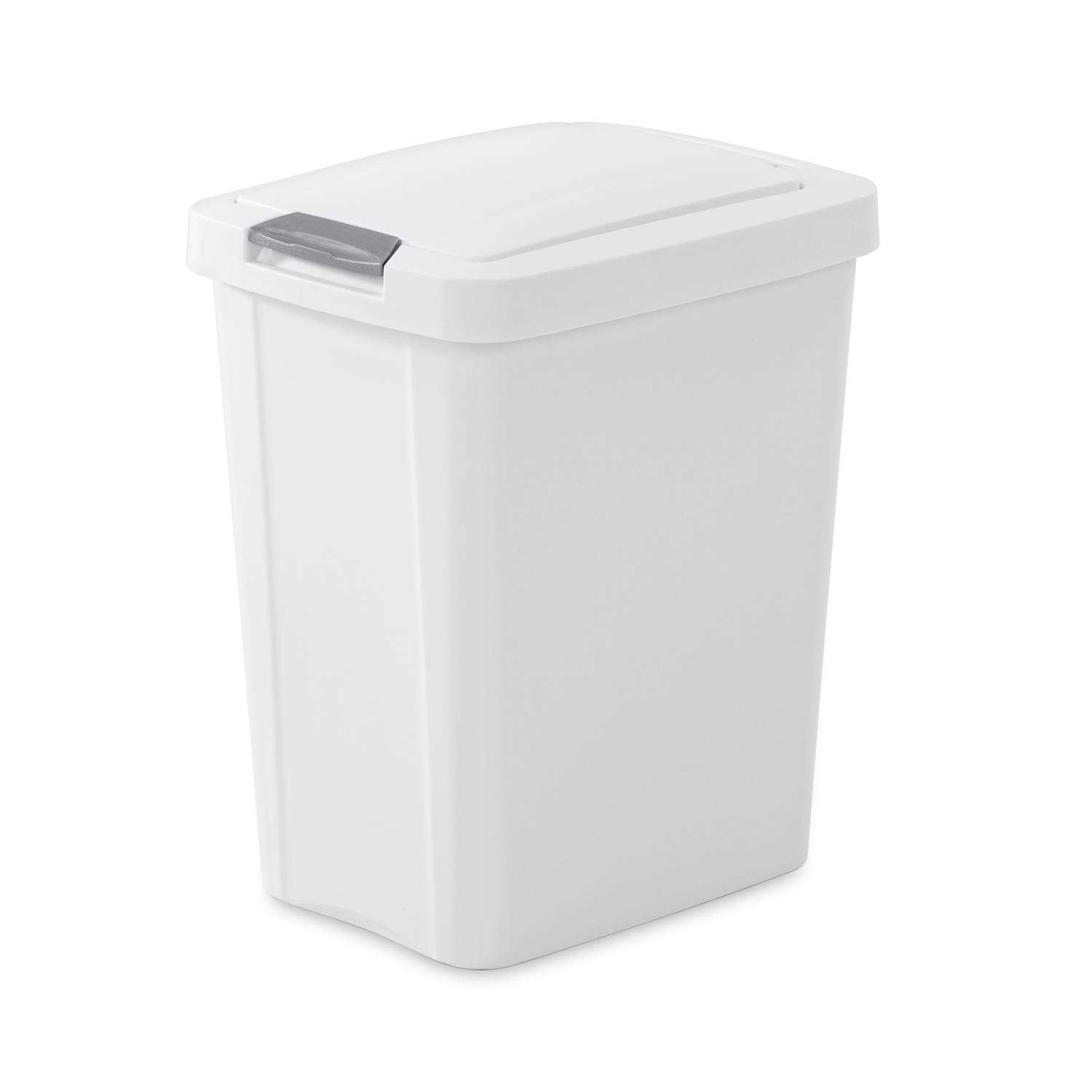 Sterilite 7.5 gal White Polypropylene TouchTop Locking Wastebasket