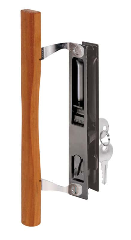 Prime Line Wood Tone Steel Outdoor Sliding Glass Door Lock Set Ace