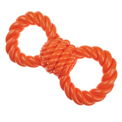 Boss Pet Infinity Orange TPR Figure Eight Rope Dog Toy 1 pk
