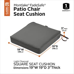 Classic Accessories Montlake Charcoal Polyester Seat Cushion 3 in. H X 19 in. W X 19 in. L