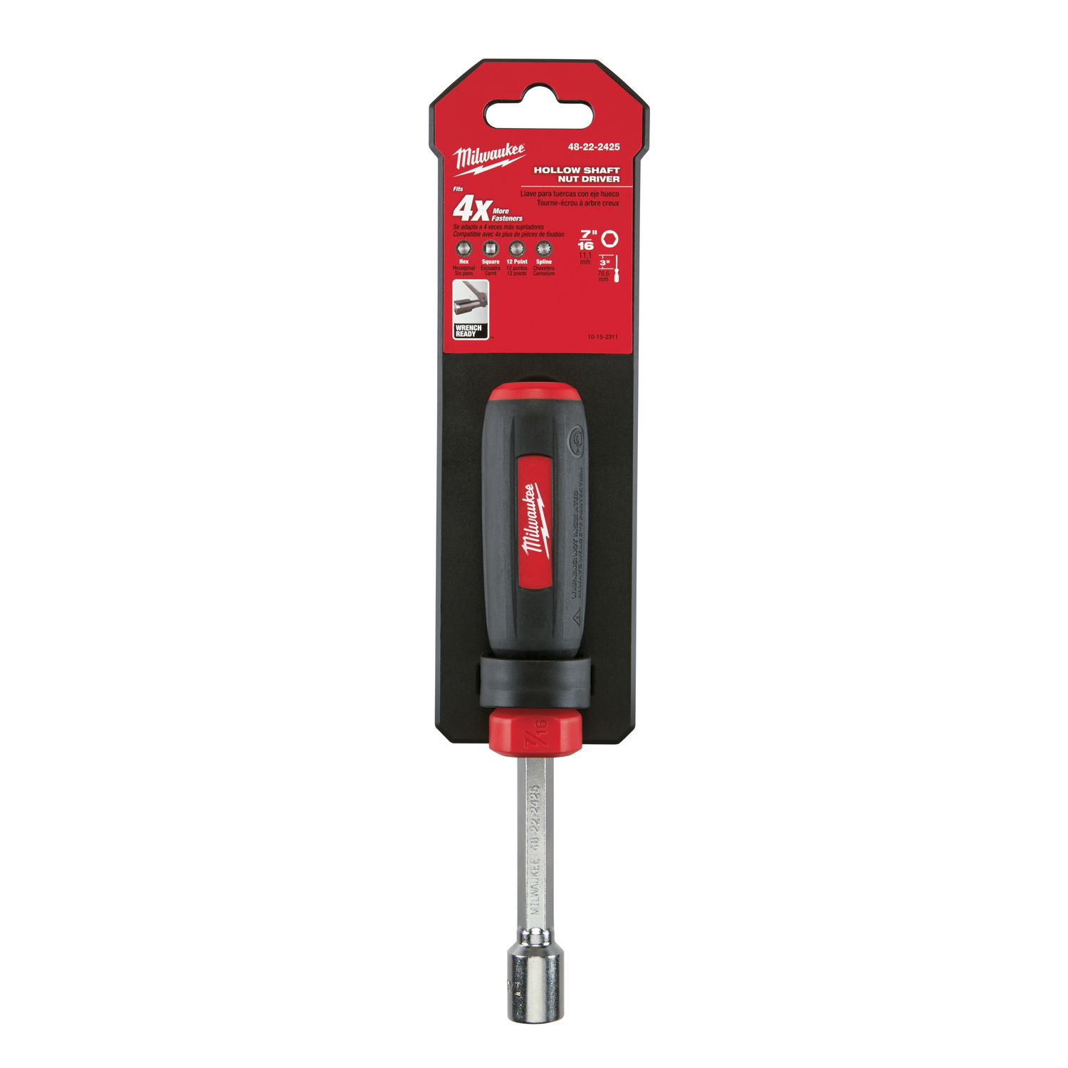 Milwaukee 7/16 in. SAE Hollow Shaft Nut Driver 7 in. L 1 pc