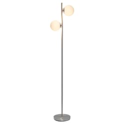 Simple Designs 66 in. Brushed Nickel Silver Floor Lamp