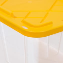 Greenmade 27 gal Clear/Yellow Snap Lock Storage Box 14.7 in. H X 20.4 in. W X 30.4 in. D Stackable