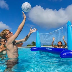 PoolCandy Blue PVC/Vinyl Inflatable Floating Giant Volleyball Pool Game