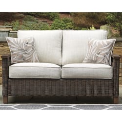 Signature Design by Ashley Paradise Trail Brown Aluminum Frame Contemporary Loveseat Brown