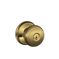 Schlage F Series Andover Antique Brass Entry Knobs 1-3/4 in.