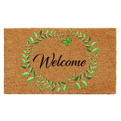 Home & More 1.42 ft. W X 2.42 ft. L Brown Vine Wreath Coir Door Mat