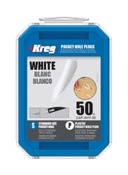 Kreg Round Plastic Pocket-Hole Plug 0.375 in. D X 1.875 in. L 50 pk White