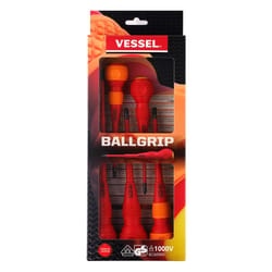 Vessel Phillips/Slotted Ball Grip Insulated Screwdriver Set 5 pc