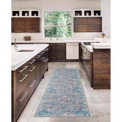 Linon Home Decor Elema 8 ft. W X 2 ft. L Green Washable Polyester Runner Rug