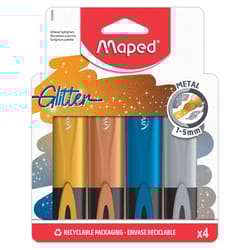 Maped Fluo Peps Glitter Metallic Assorted Medium Chisel Tip Highlighter 4 pk