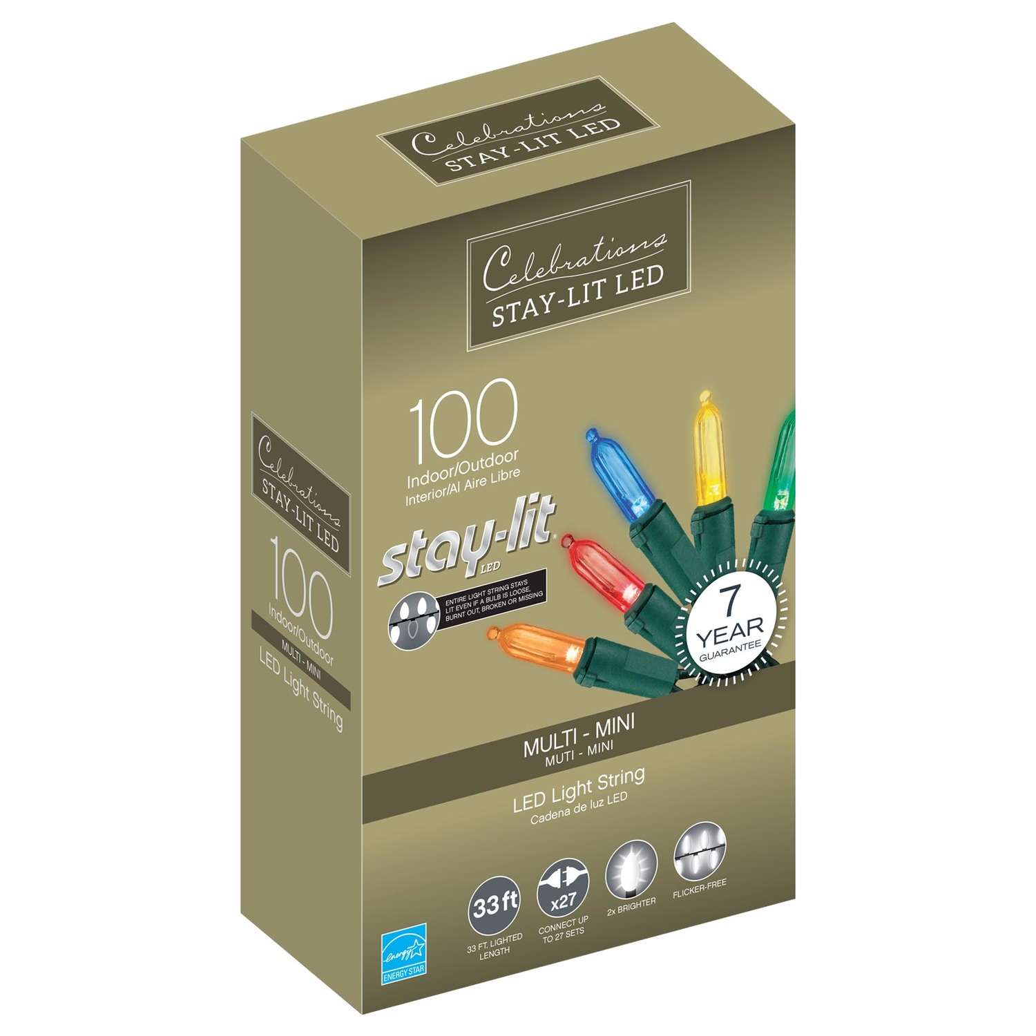 Celebrations Staylit LED Mini Multicolor 100 count String Christmas