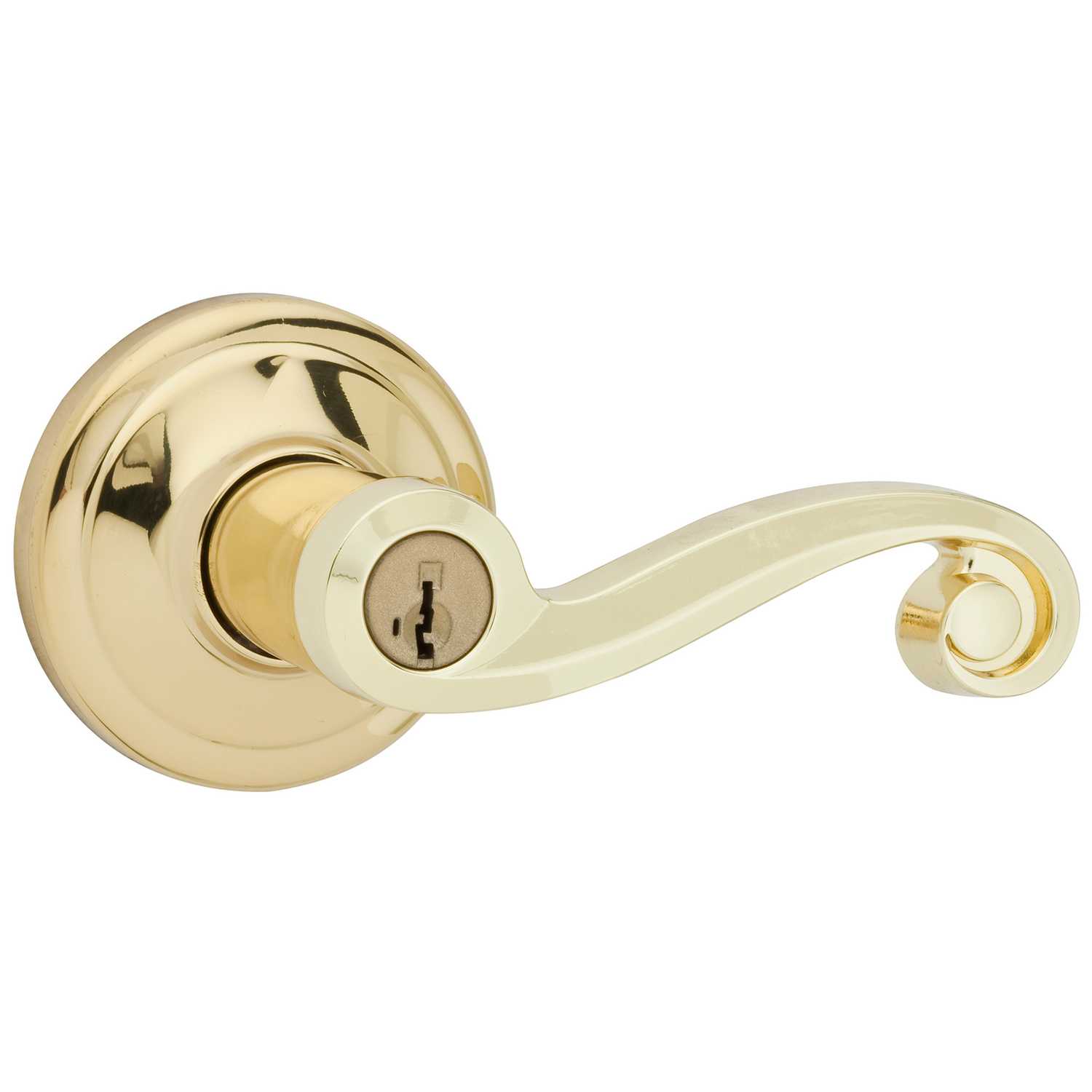 Kwikset Lido Polished Brass Steel ANSI/BHMA Grade 2 Entry Lockset 13/4