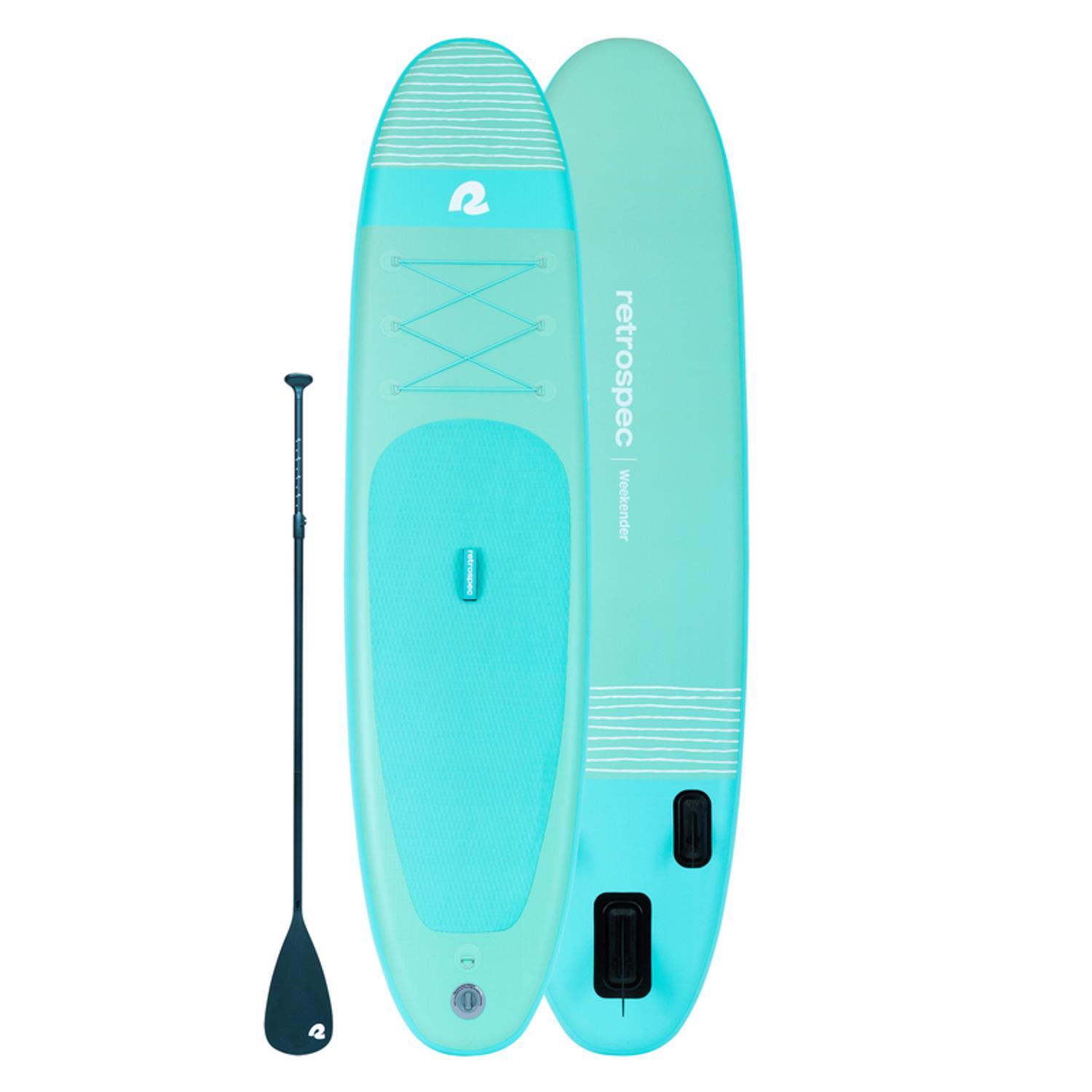 Retrospec Weekender PVC Inflatable Seafoam Stripes Paddleboard 30 in. H X 6 in. W X 10 ft. L Sansujyuku sansujyuku.com