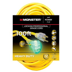 Monster Just Power It Up Outdoor 100 ft. L Yellow Extension Cord 12/3 SJTW
