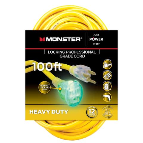 Monster Outdoor 100 ft. L Yellow Extension Cord 12/3 SJTW