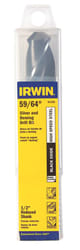 Irwin 59/64 in. X 6 in. L High Speed Steel Drill Bit Straight Shank 1 pc